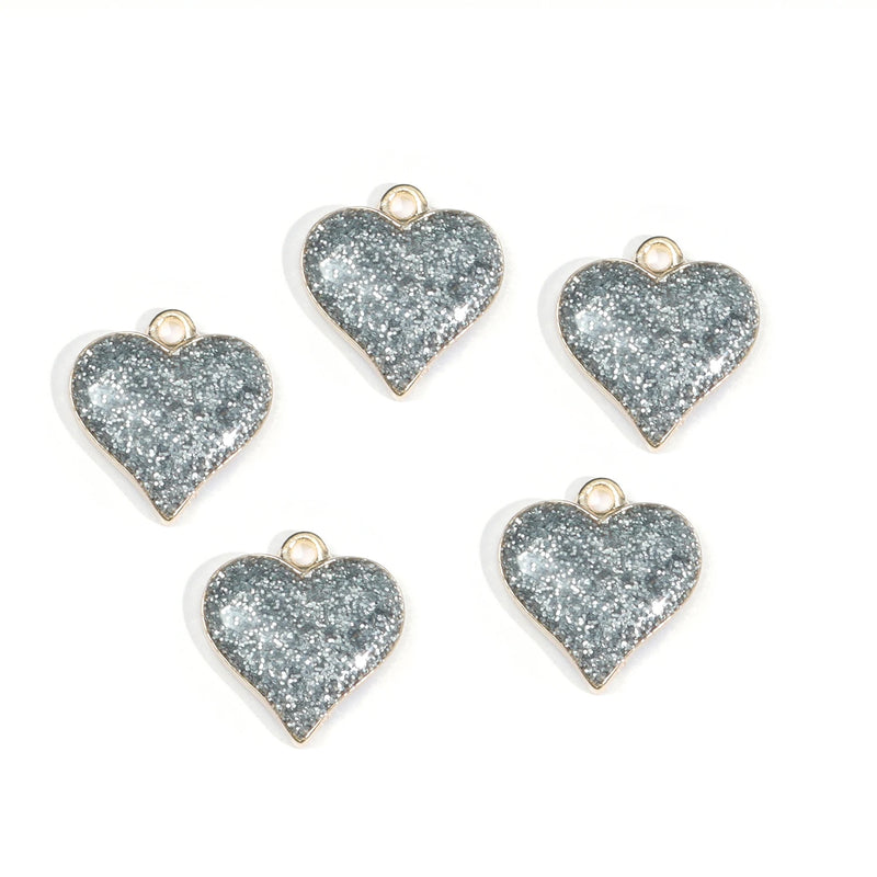 Mystical Case Enamel Heart Charms | Red & Pink Drip Pendants for DIY Jewellery & Accessories (5-Pack)