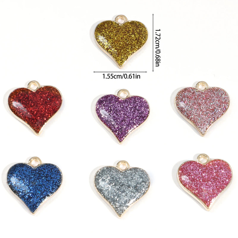 Mystical Case Enamel Heart Charms | Red & Pink Drip Pendants for DIY Jewellery & Accessories (5-Pack)