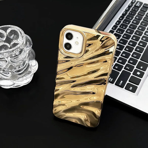 Mystical Case Luxury 3D Wavy Golden Pattern Phone Case for iPhone | Soft Shockproof Cover